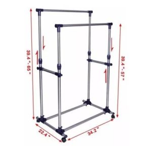Rack organizador de ropa, doble de metal con ruedas